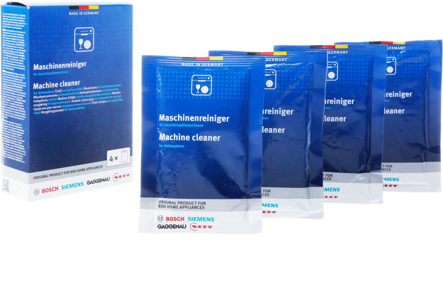 Čisticí prostředek pro myčky – 4 × 45 g – oficiální produktový obrázek Bosch